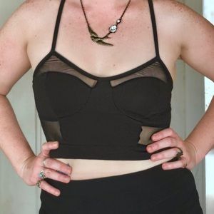 Black Mesh Bralette Crop Top
